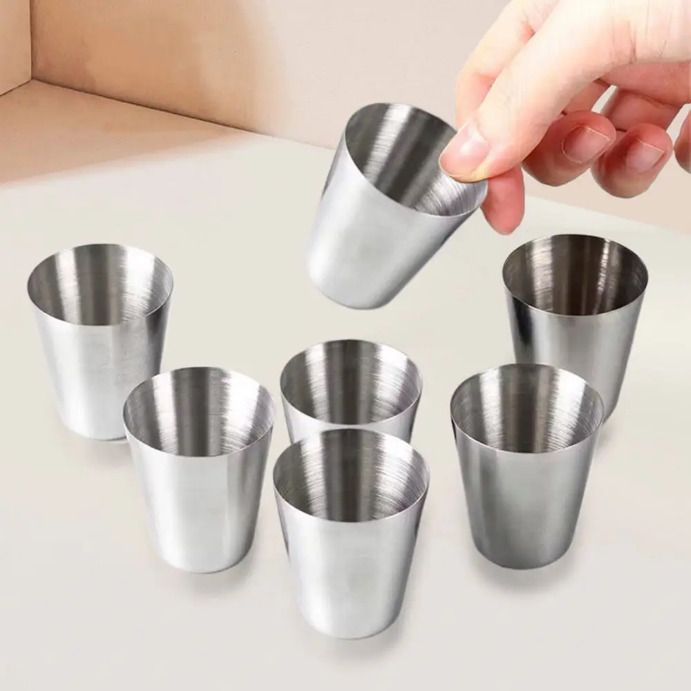 6Pcs/set Outdoor Practical Travel Stainless Steel Cups Mini Set Glasses For Whisky Wine With Case Portable Drinkware 30/70ml