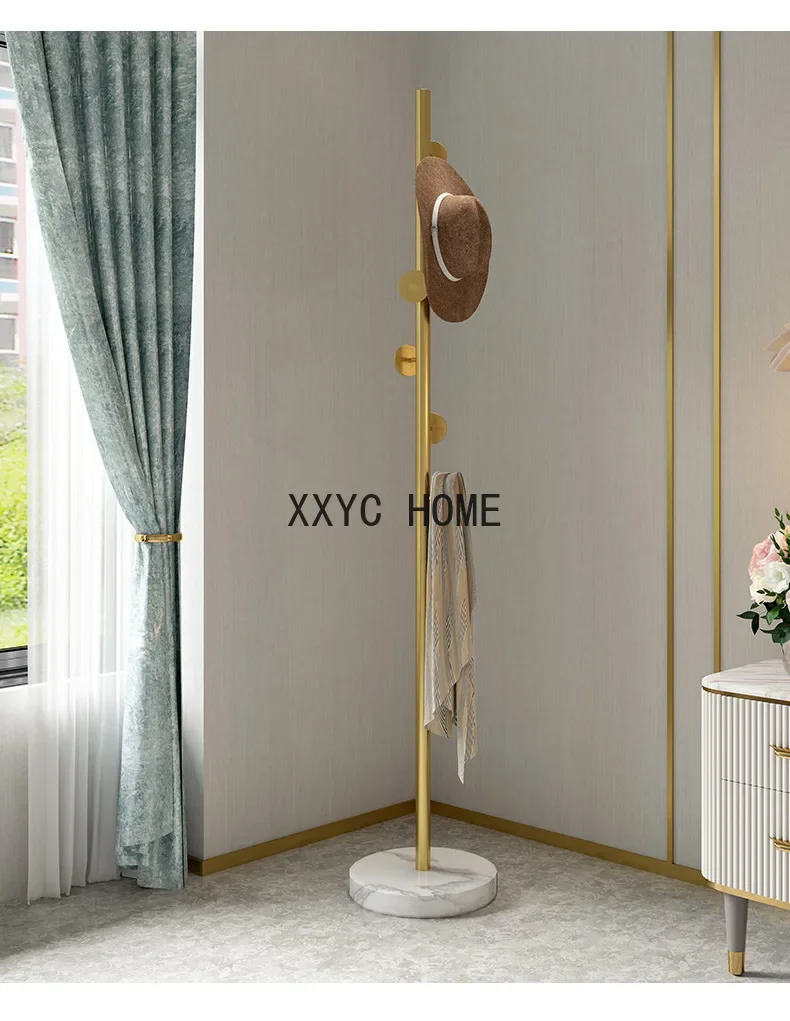 رف معطف أرضي فاخر خفيف من الفولاذ المقاوم للصدأ من الرخام الطبيعي لغرفة النوم رف تخزين منزلي