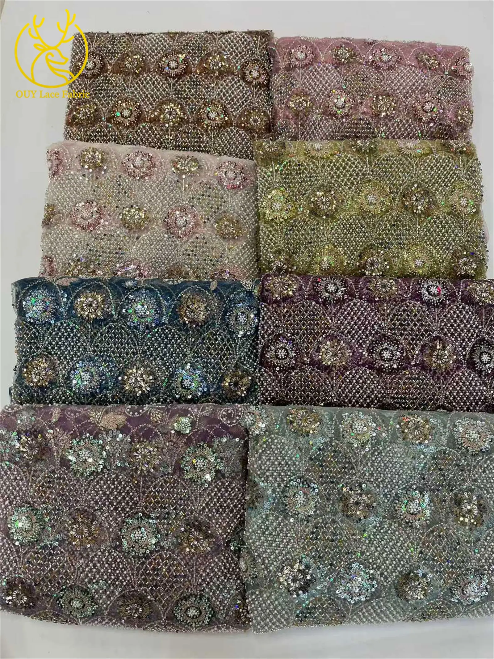 Роскошная французская сетчатая кружевная ткань с вышивкой и блестками, 5 ярдов, африканская нигерийская кружевная ткань с бисером для вечернего платья, швейный материал