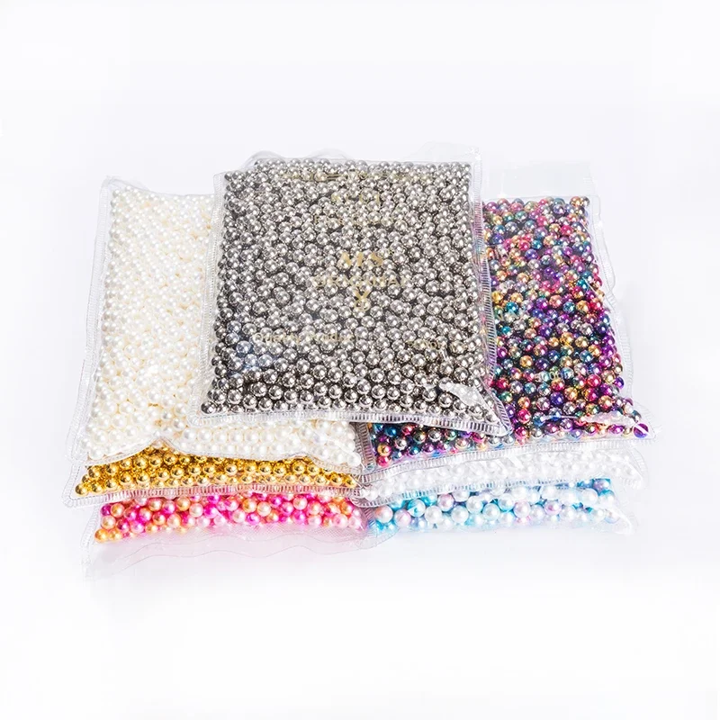 850pcs-14000pcs/Bag Multicolors No Hole ABS Imitation Pearl Beads Round Loose Beads for DIY Clothing Making Supplies