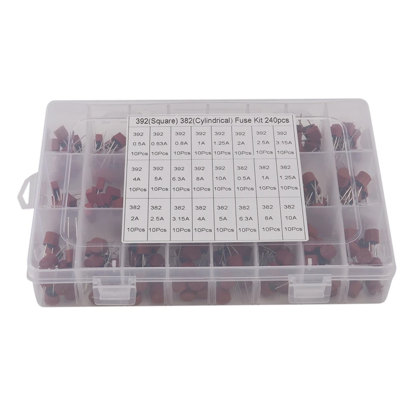 240PCS 382-392 Blow Cylindrical Fuse For LCD TV Power PCB Insurance Kit