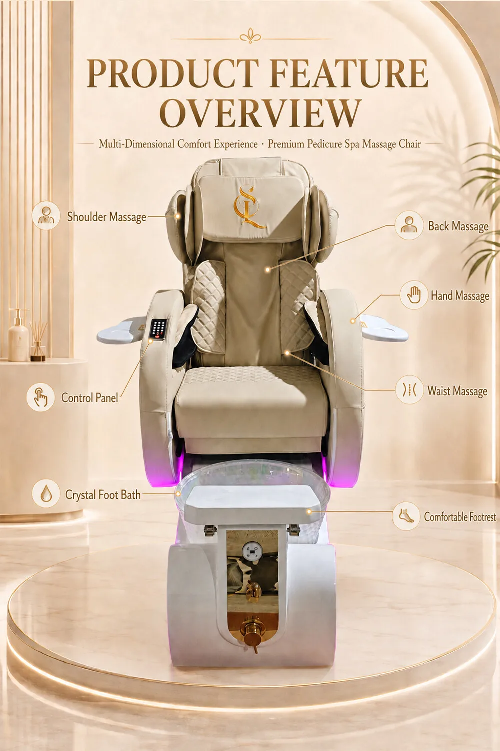 Elektrischer Massage-Pediküre-Spa-Stuhl Rücken-Körpermassage Maniküre-Pediküre-Sofa für Nagelstudio-Möbel Fußbad-Ausstattung – Detail 2