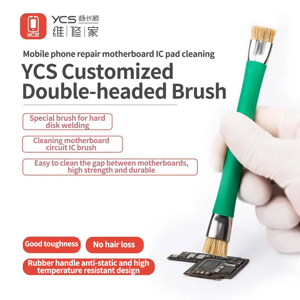 YCS Double-head Anti-static Repair Brush for Mobile Phone Computer Pad Motherboard Circuit PCB Dust Removal Cleaning Brush Tool