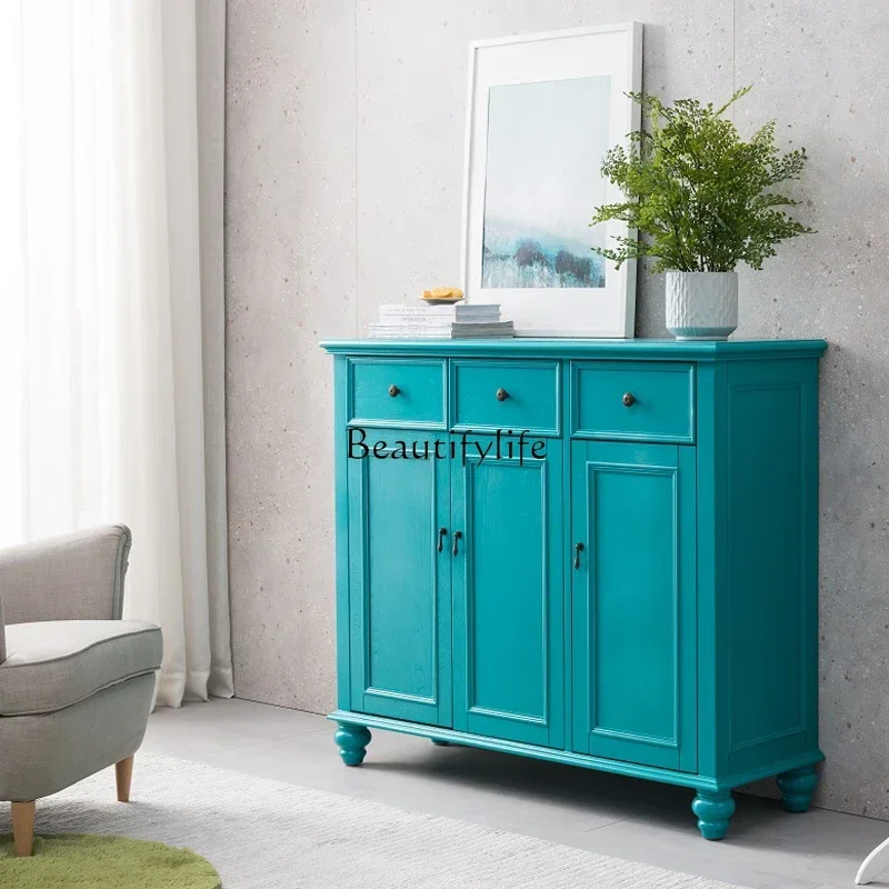 LS 04 خزانة أحذية خشبية صلبة ريفية أمريكية، خزانة تقسيم بهو بسيطة ذات سعة كبيرة