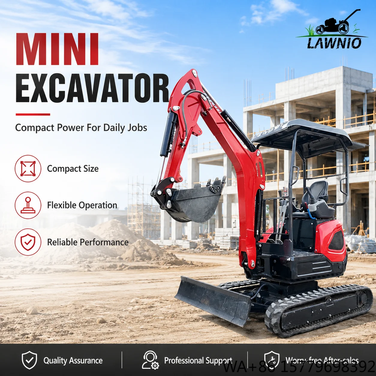 Factory Direct Mini Excavator  25U Sunshade Kubota D1105 Pilot Control Rubber Track Farm Work Pro Mini Excavator