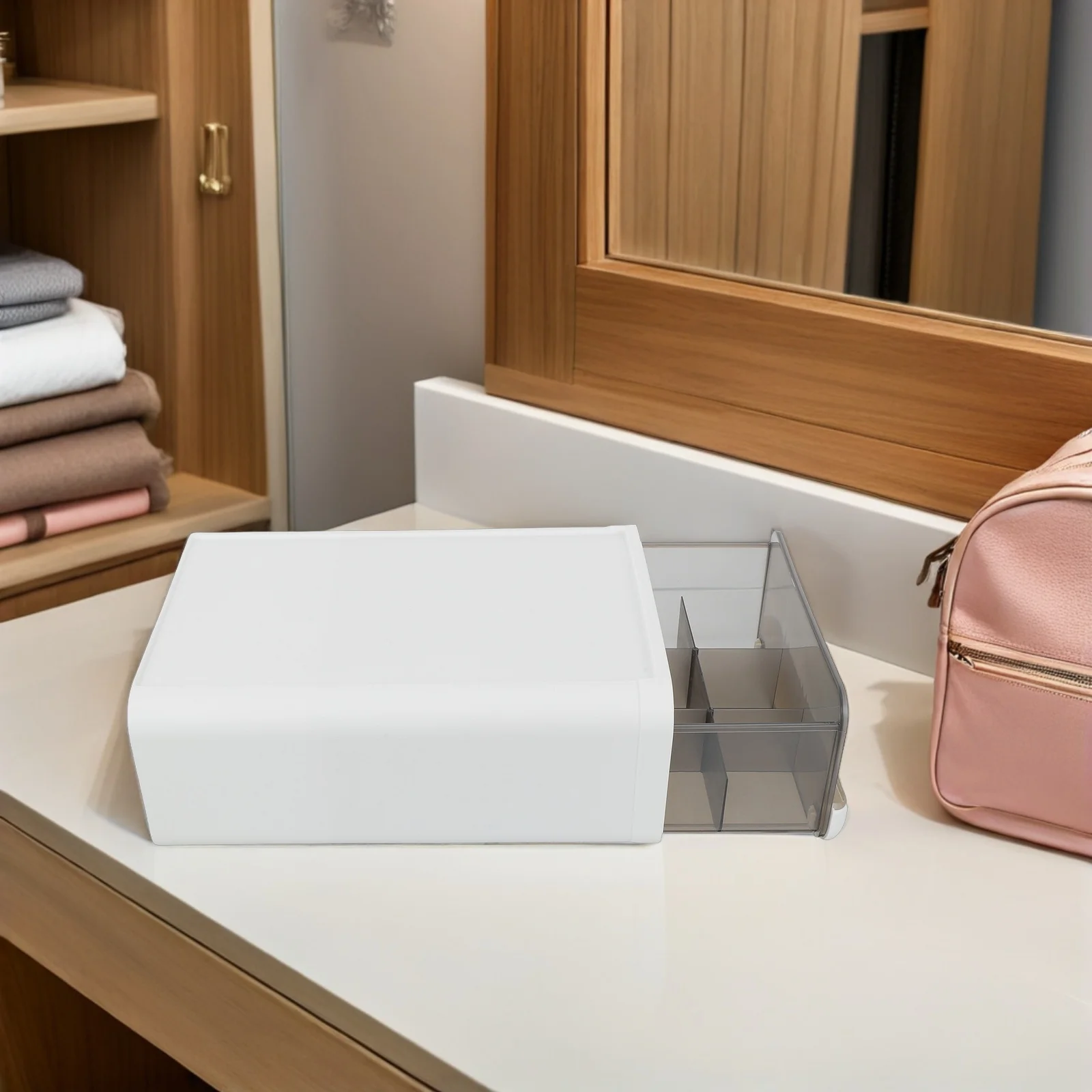 

Underwear Storage Organizer Box Plastic Drawer Design Space-Saving Bedroom Organizer for Socks Bras Ties Belts Scarves