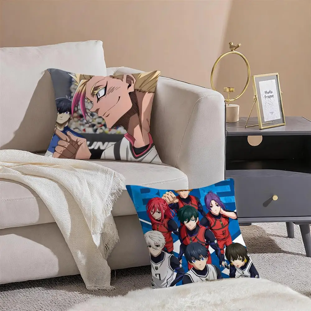 Passionate Anime Blue Lock Cushion Cover Throw Pillow Cover Hidden Button Durable Polyester Chair Cushion