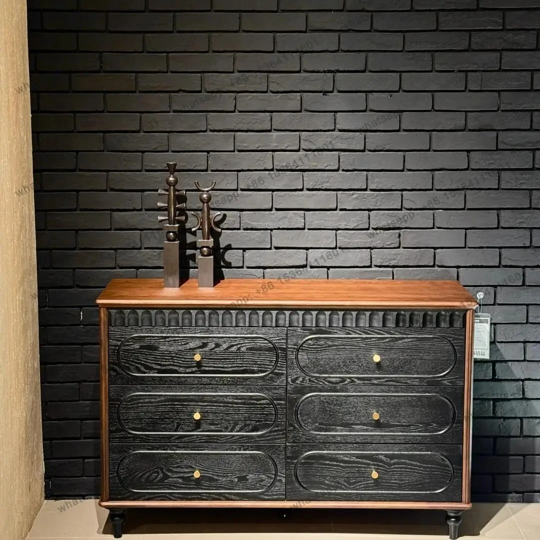 French living room bedroom locker ash wood solid wood retro bedside storage high-end fashion