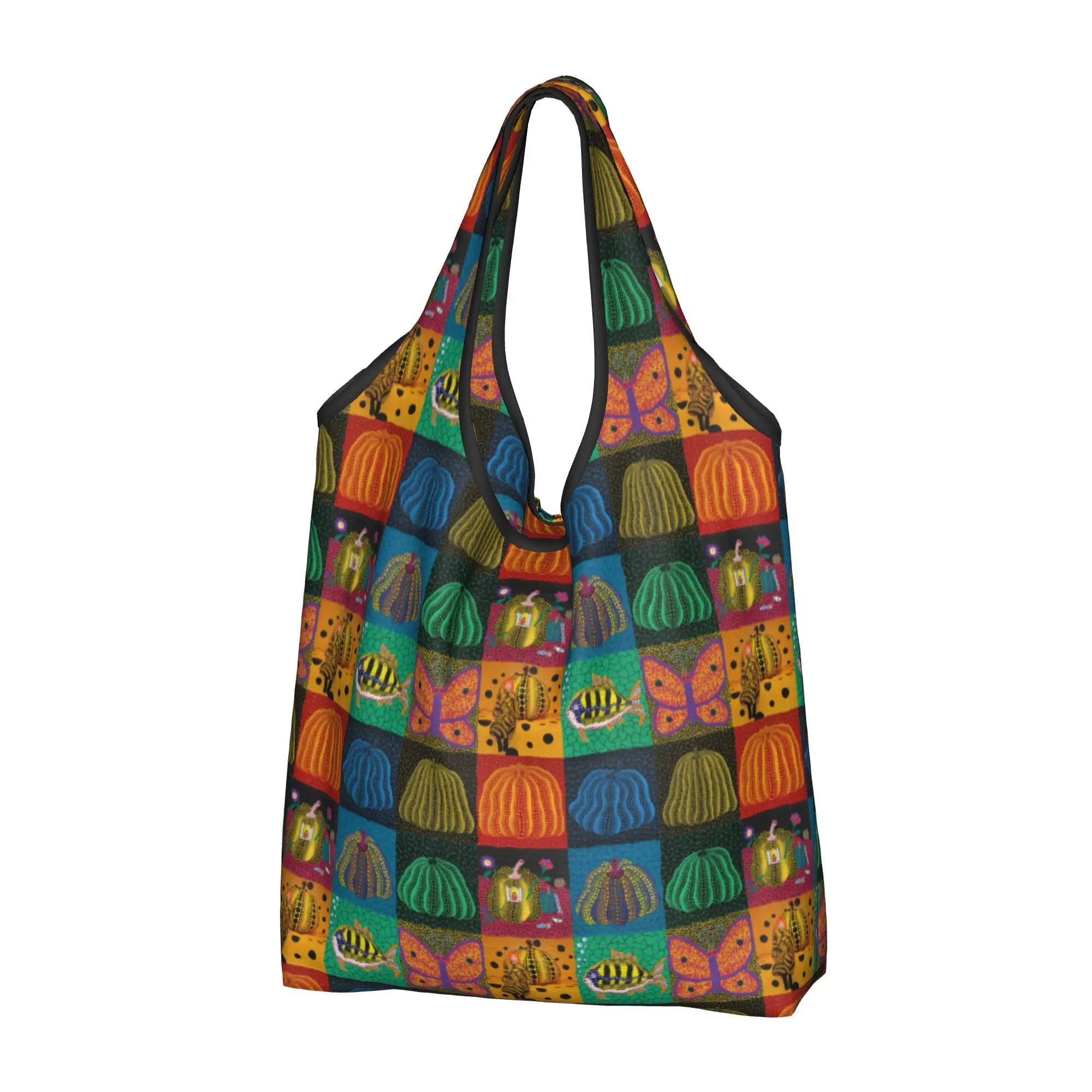 Cute Print Pumpkin Yayoi Kusama Collage of  Shopping Tote Bag Portable Shopper Shoulder  Handbag