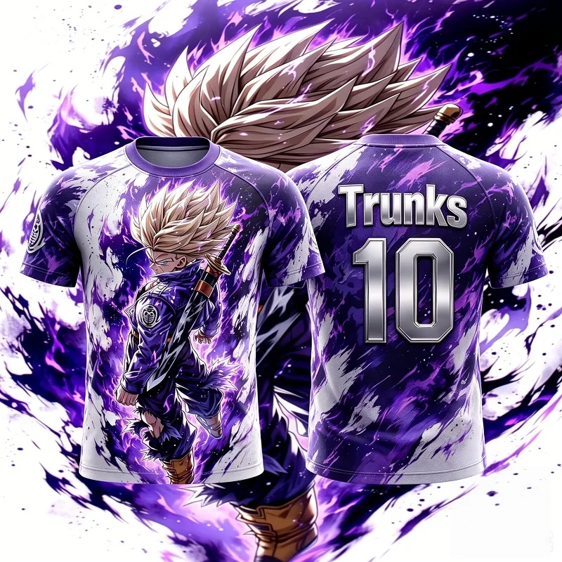 2026 Sommer Dragon Ball Trunks 3D-Druck Trikot Herren Atmungsaktiv Schnelltrocknend Outdoor-Sport Anime Streetwear Lässiges Kurzarm-Shirt – Detail 9