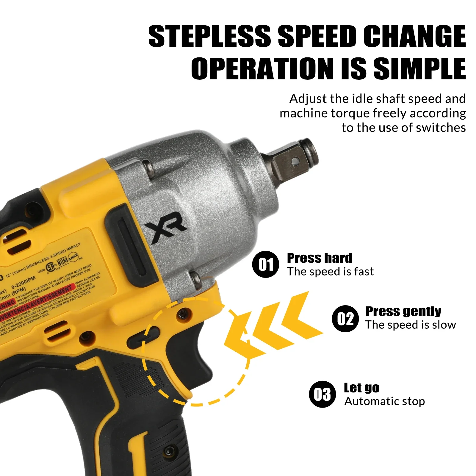 

Heavy-Duty Superpan DCF900 Brushless Impact Wrench - 20V High Torque 1/2 Universal Cordless Gun