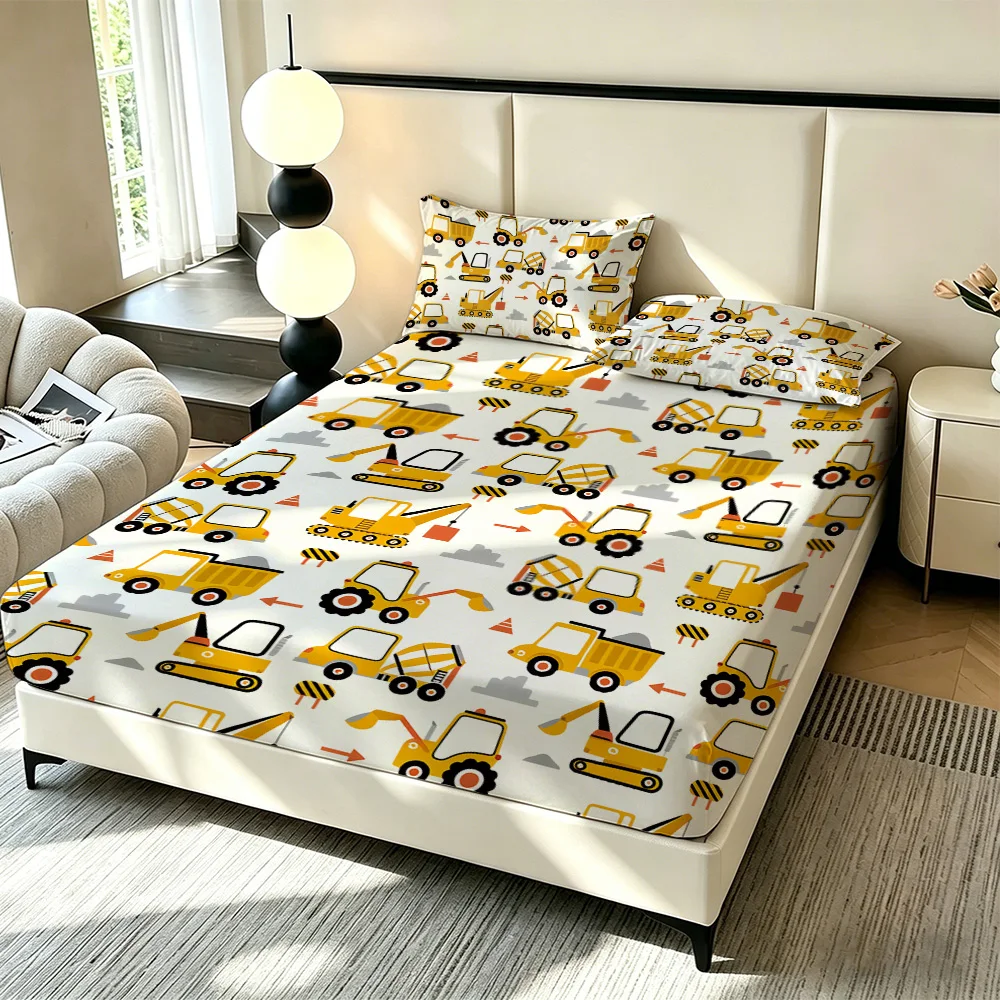 3pcs Cartoon Toy Car Printed Chipless Bed Sheet Set with Multiple Sizes Soft Bed Cover Bedroom Bedding Decorations Gifts view 4