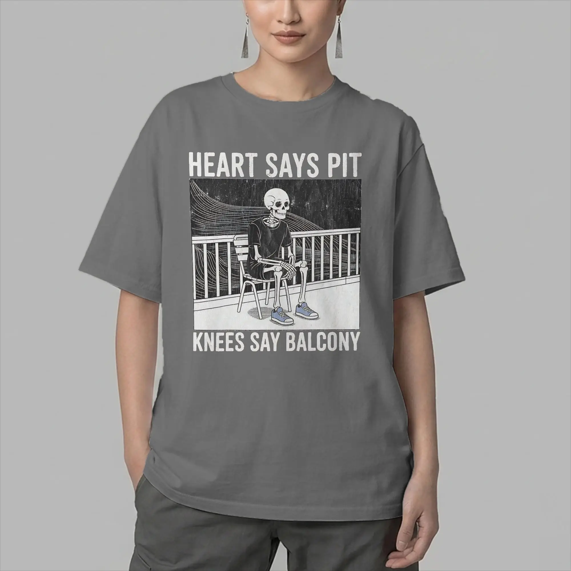 Harajuku Heart Says Pit Knees Say Balcony Retro  Tshirts Unisex O-neck Short Sleeve Tops  100%Cotton Summer TopsTops