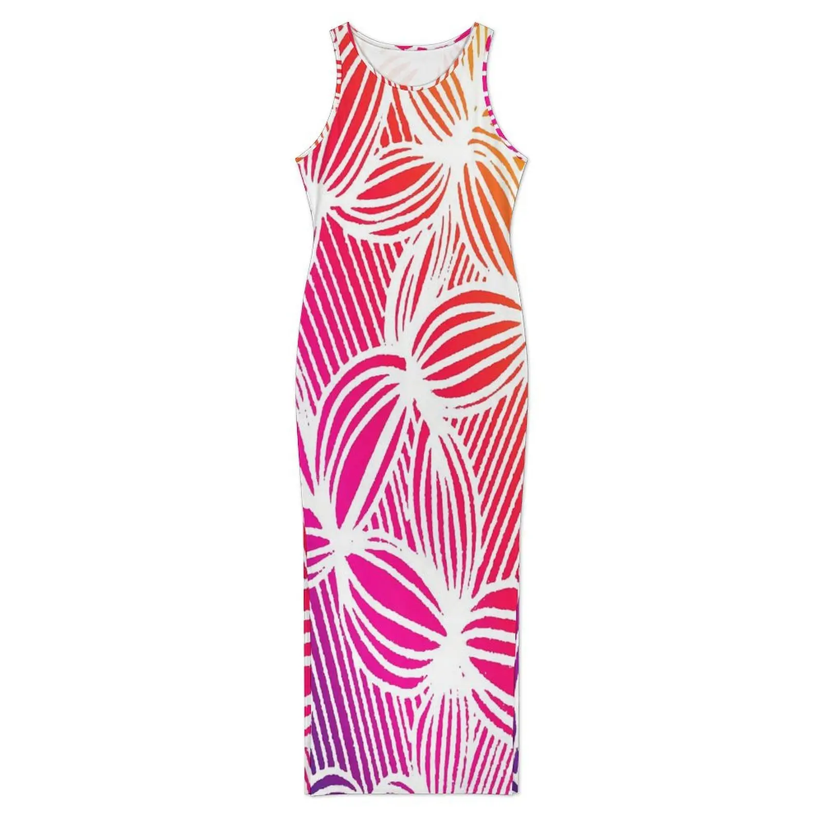 Womens Curve Print Dress 레인보우 라인 캐주얼 Y2k Bodycon Dress 봄 민소매 캐주얼 맥시 드레스 그래픽 오버 사이즈 Vestido