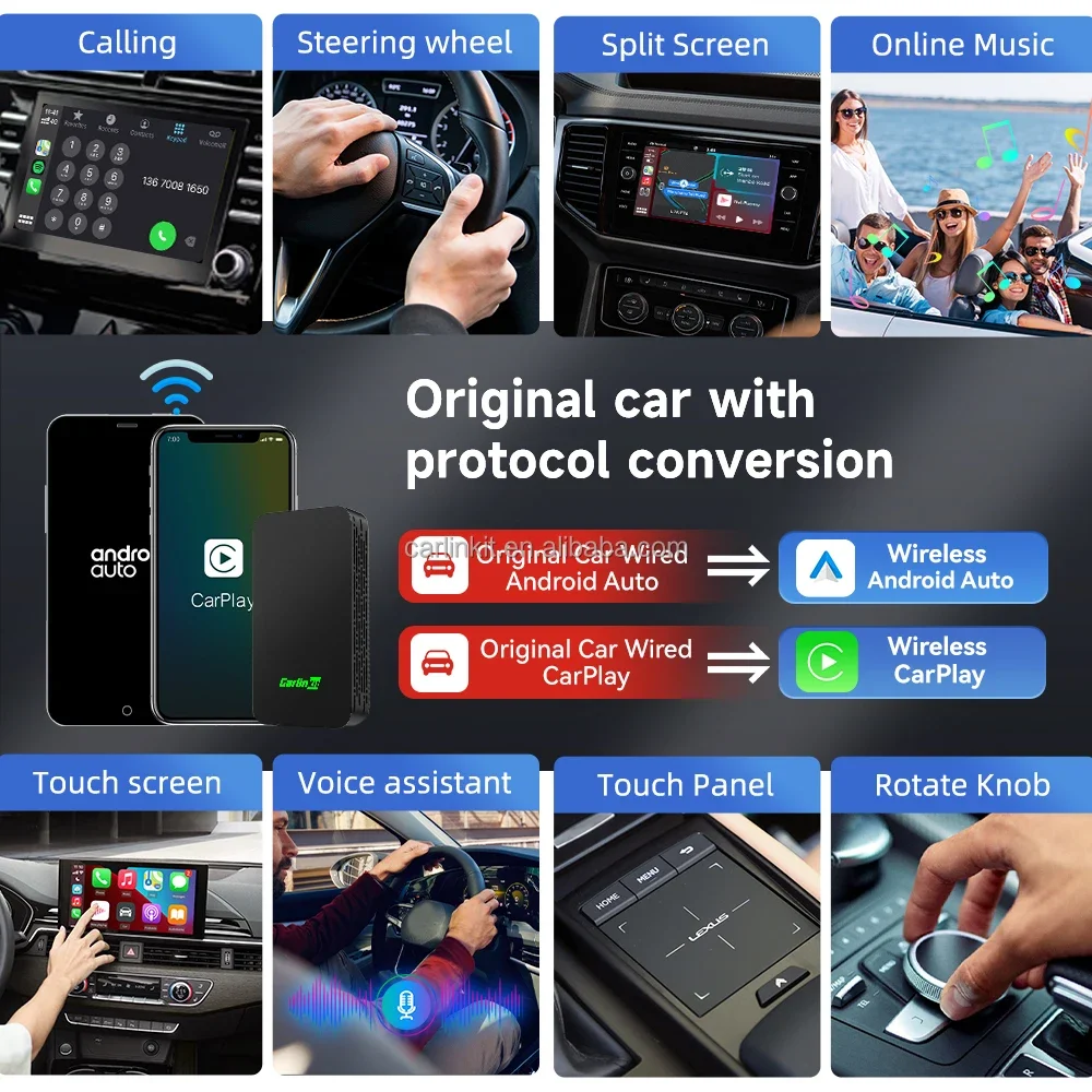 Carlinkit Mini Pro 2Air 6.0 Steaming Video Ai Box Map Wireless Car Play Adapter Motorcycle Android Auto Carplay Dongle for Cars