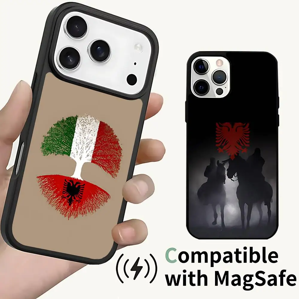 

Albania A-Albanians Flag Case For iPhone 17,16,15,14,13,12,11,Pro,Max,Plus,Mini,SE4,E Magnetic Magsafe Wireless Charging