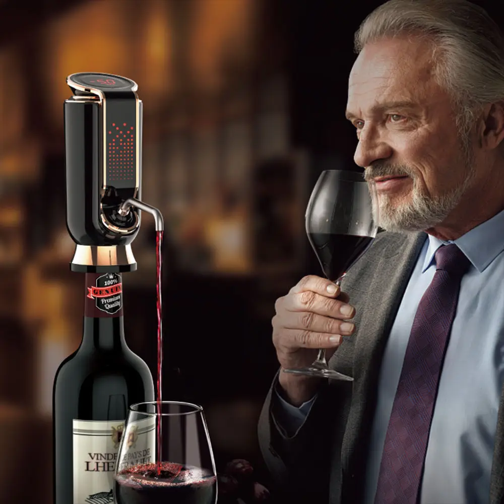 

Luxury Portable Rechargeable Electric Wine Aerator Pourer Automatic Electric Wine Decanter for 30 Days Preservation
