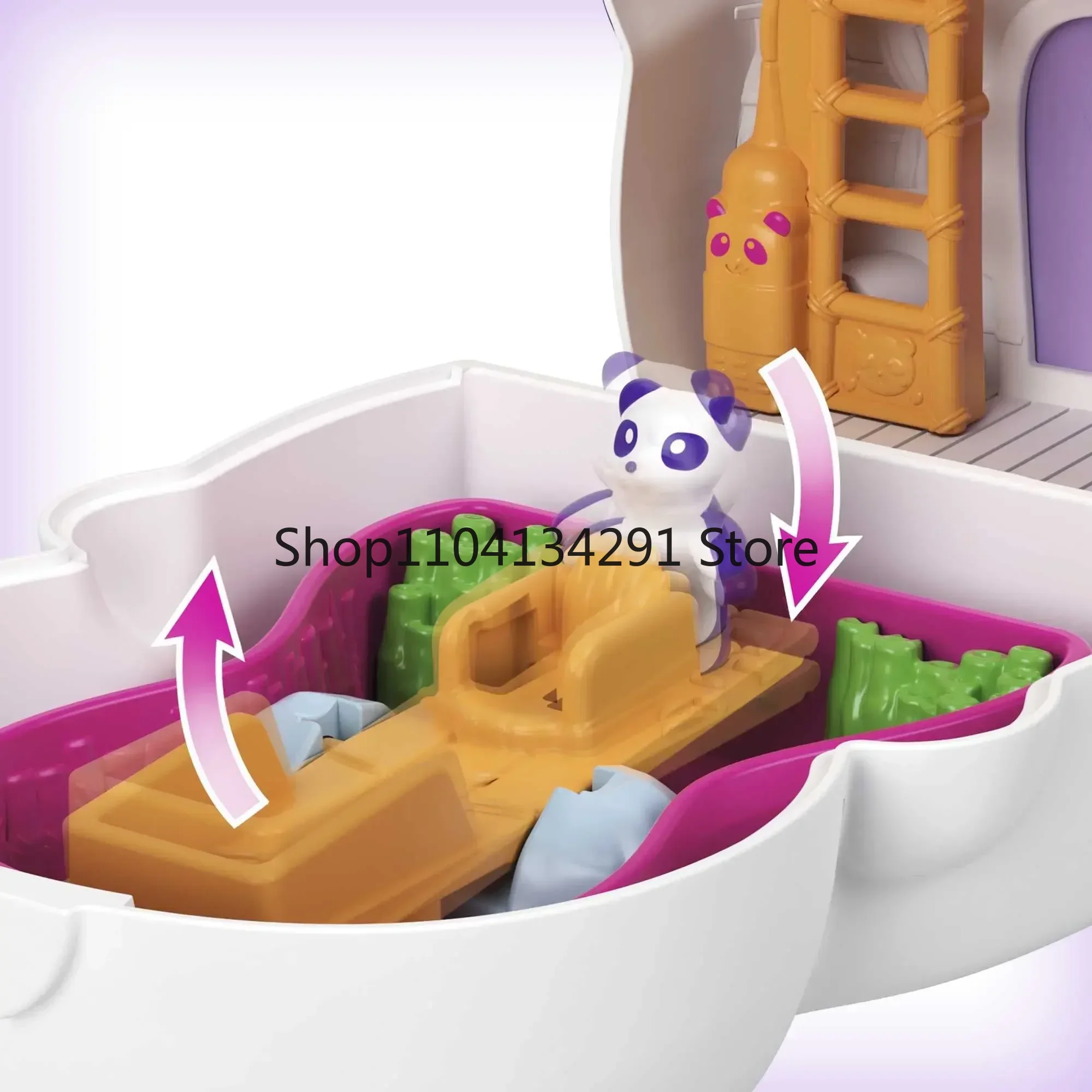 Polly Pocket Flip & Find Compact sur le thème des animaux avec Surface de jeu rotative, ensemble de jouets réversible, paresseux Transformable, renard arctique