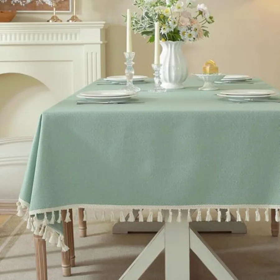 

Table Cloth Rectangle Table with Waterproof, Spring Tablecloth with Tassel, Tablecloths for Protect Table Dining, Party and Cam