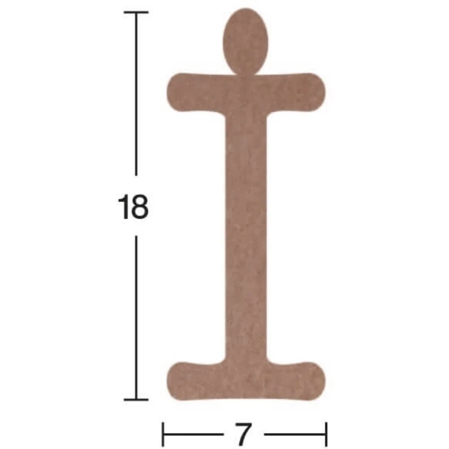 H12 İ Letter Trinket, 18mm Can Be Painted Mdf Figurative Wood Object