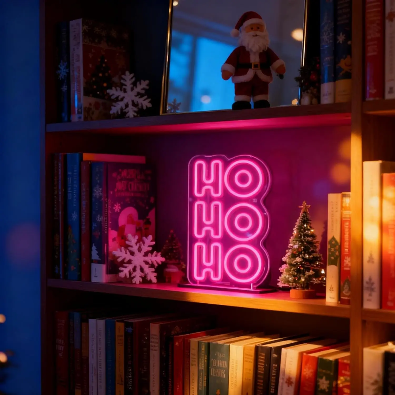 HoHo عيد الميلاد النيون تسجيل USB عكس الضوء LED ضوء النيون لغرفة النوم النوم حفلة بار صالون نادي السنة الجديدة ديكور المنزل هدية عيد الميلاد