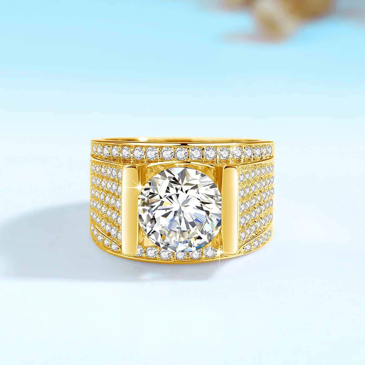 10mm 4ct Moissanite Ring For Men Gold With Certificate Chunky Hip Hop Jewelry With Stone High Quality Wedding Gift For Male Sale