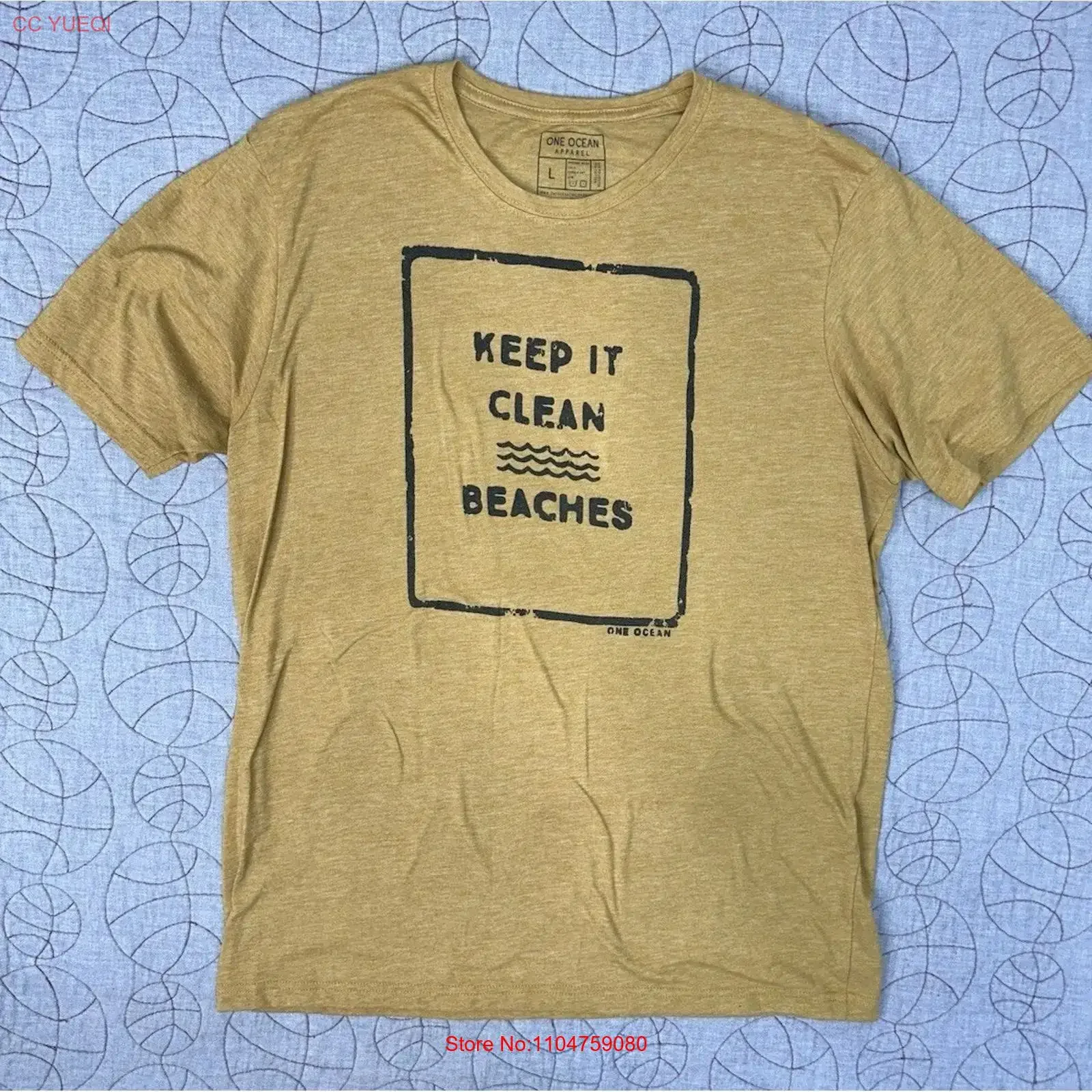Camiseta One Ocean Apparel Keep It Clean Beaches, Talla Grande, Estilo Vintage, Lavada, Suave, Gráfica, Ligeramente Casual, Elástica, Cómoda, para Hombre
