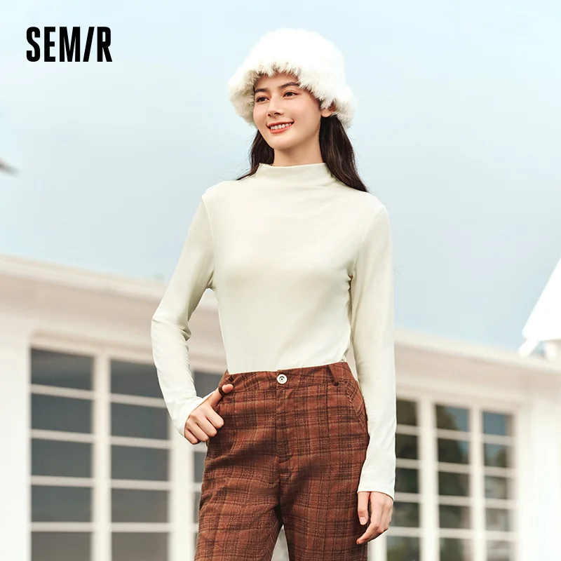 Semir Women Tshirt Thermal Antibacterial Half Turtleneck Solid Slim Fit Long Sleeve 2026 Everyday Layering Base Top