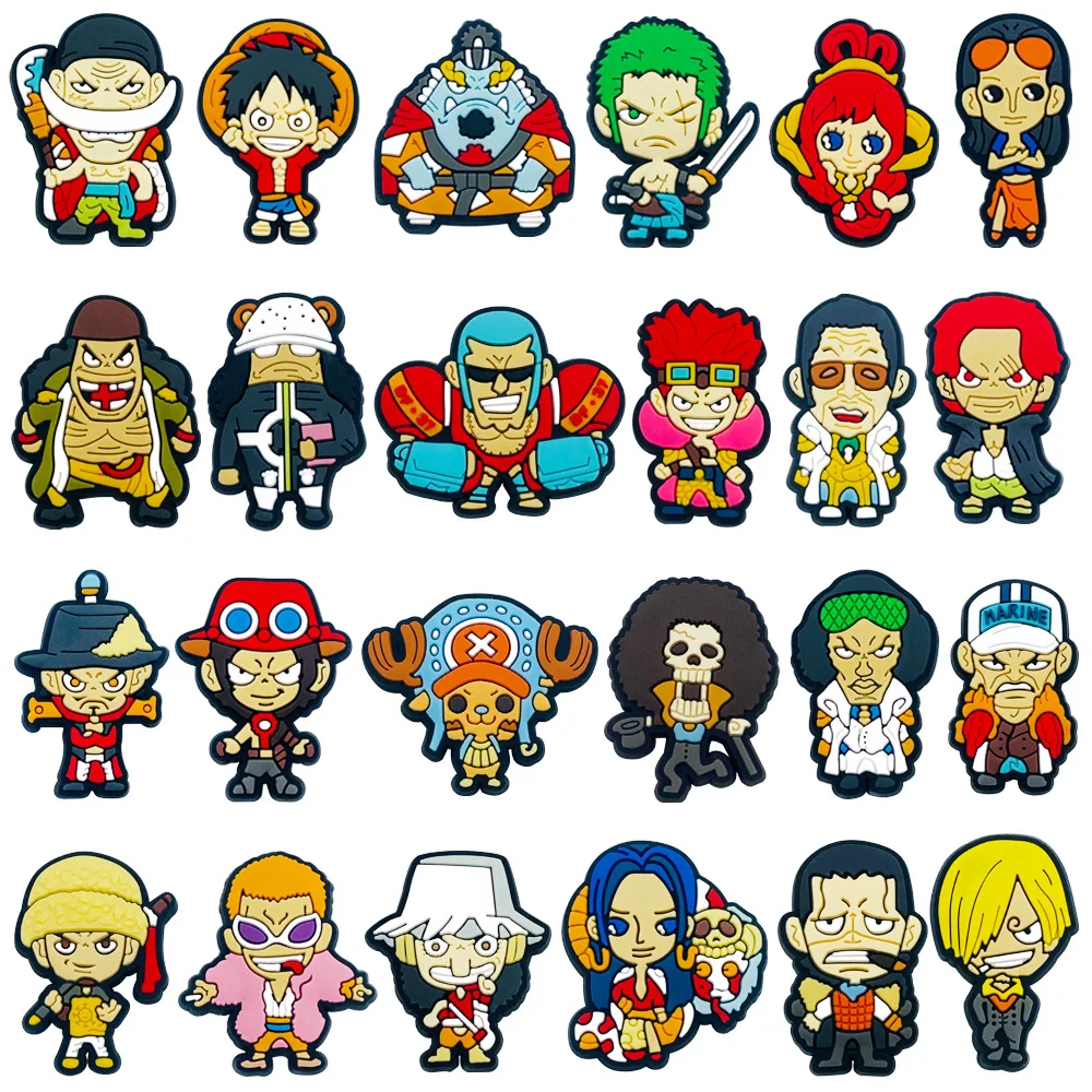 One Piece PVC Shoe Charms Japanese Pirate Anime Characters Luffy Zoro Nami Detachable Clog Shoe Decor Accessories Gift
