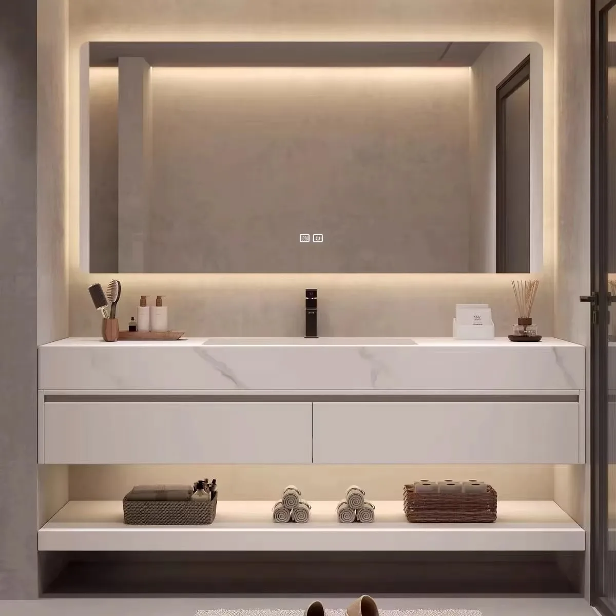 

Internal Storage Bathroom Cabinet Lighting Mirror Makeup Wall Bathroom Cabinet Vanity Toilet Meuble Salle De Bain Home Furniture