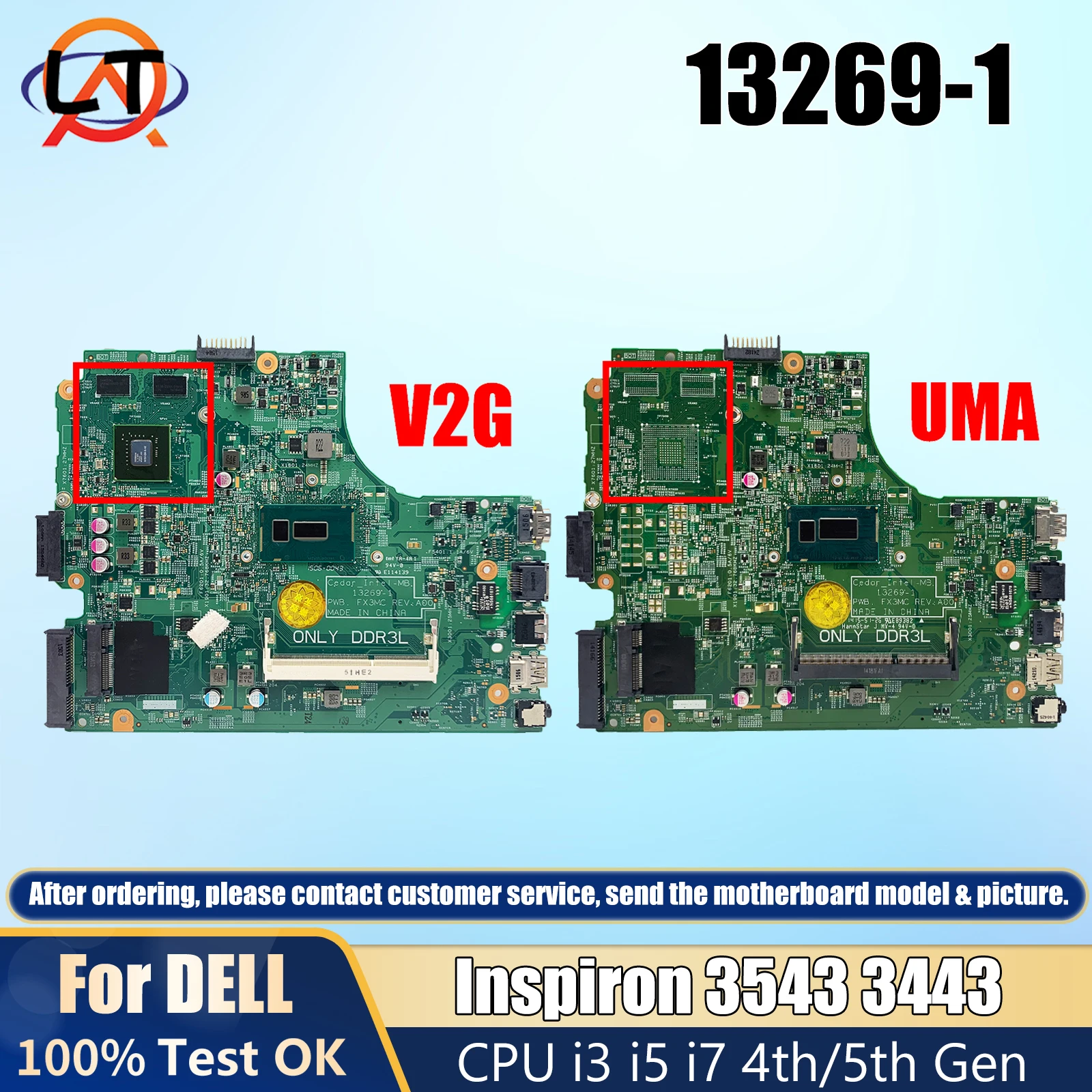 

13269-1 For DELL Inspiron 3542 3443 3543 5748 5749 Laptop Motherboard With Intel CPU i3 i5 i7 4th/5th Gen GT820M/840M DDR4