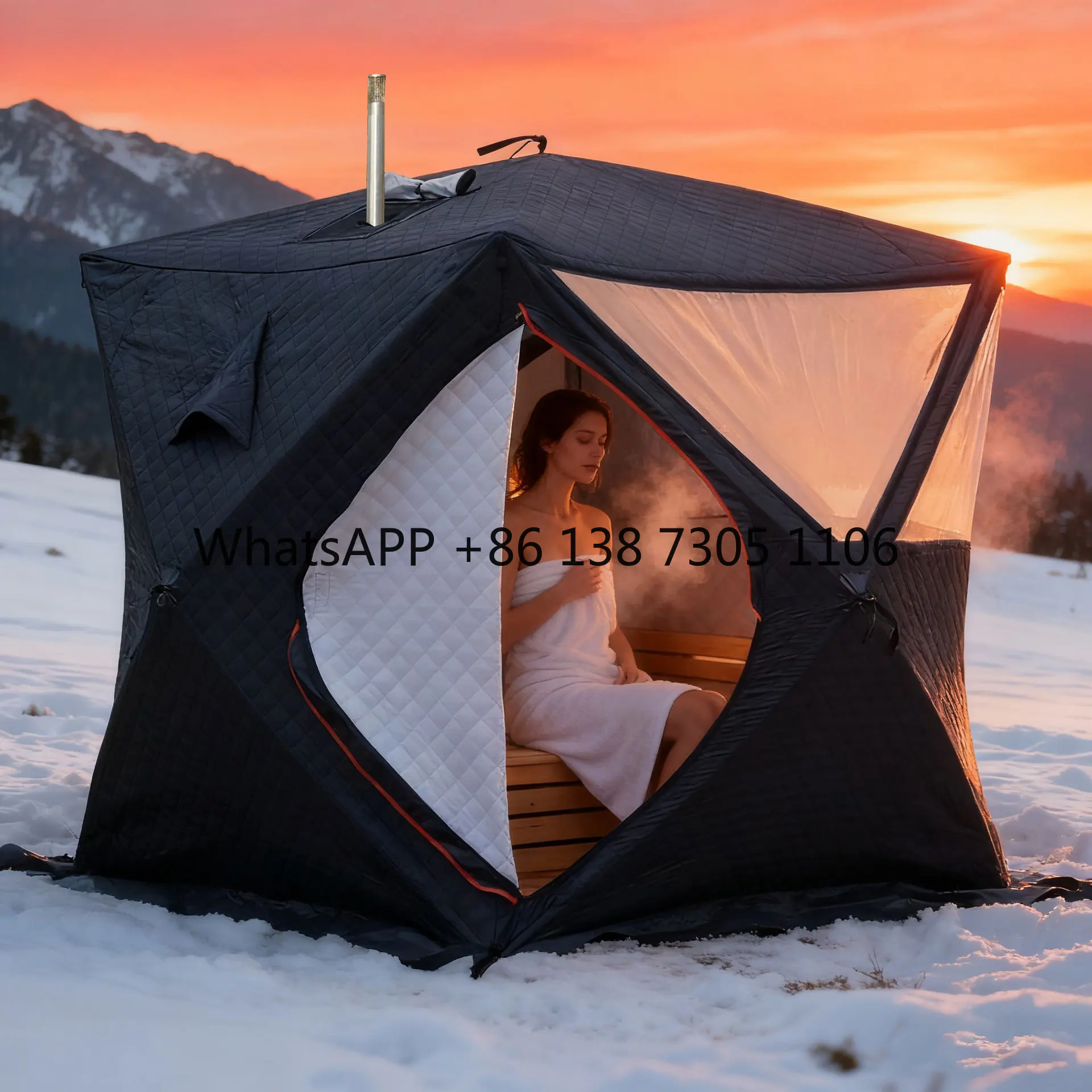 

Steam sauna tent winter fishing outdoor warm snow fishing house winter tent chimney mouth ice fishing tent