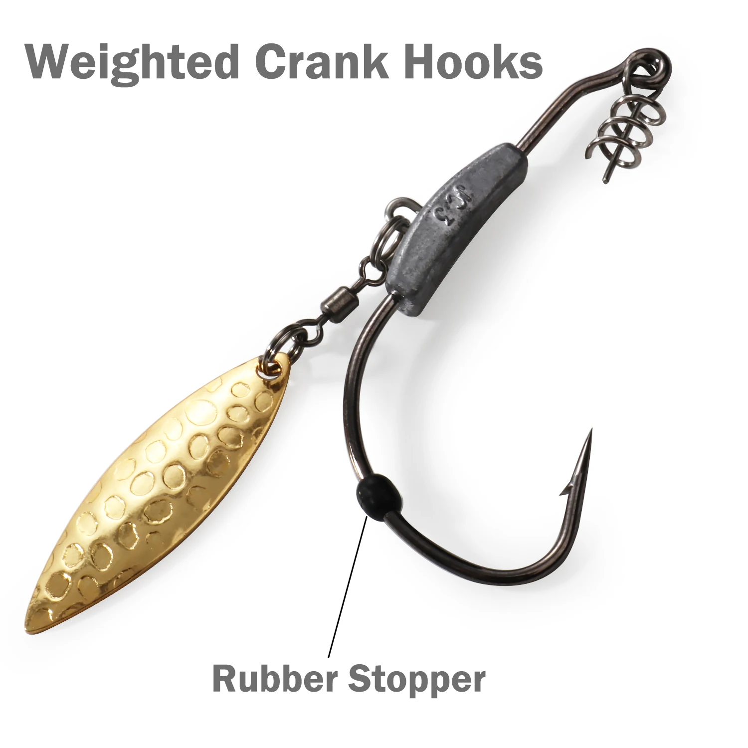 10 Stück Weedless Offset Crank Jig Haken 2g 3g 5g 7g 9g mit Metall-Spinnerblatt für Soft-Worm-Köder – Pesca Angelzubehör Fischhaken