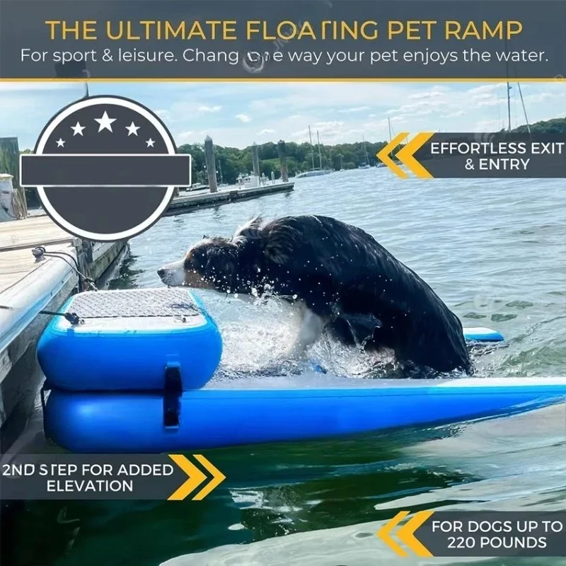 Inflatable floating pool ladder dog ramp for pet water sports puppies