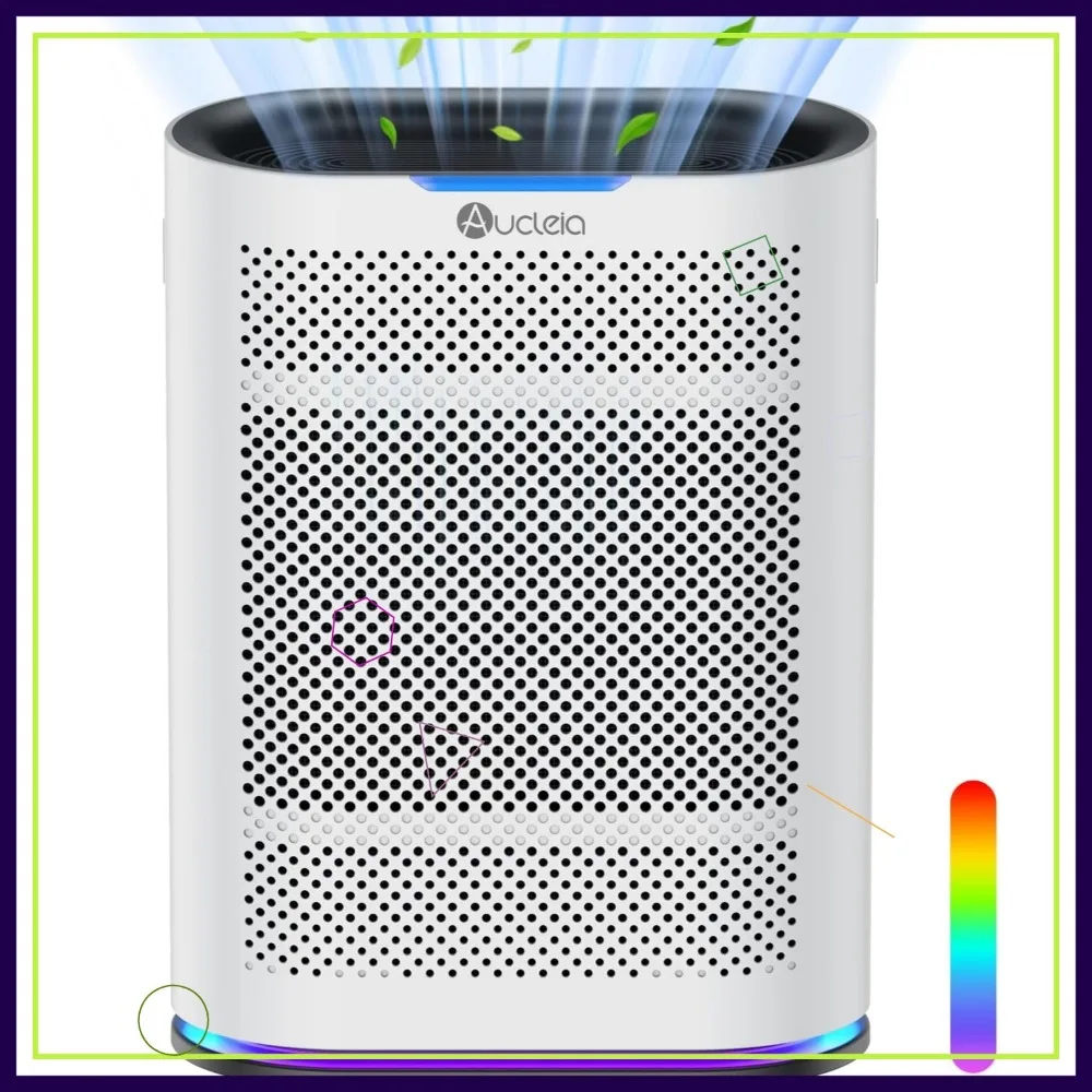 

Large Room Air Purifier for 2100 Sq Ft with HEPA Filter, Air Quality Monitor, Aromatherapy and 7-Color Light
