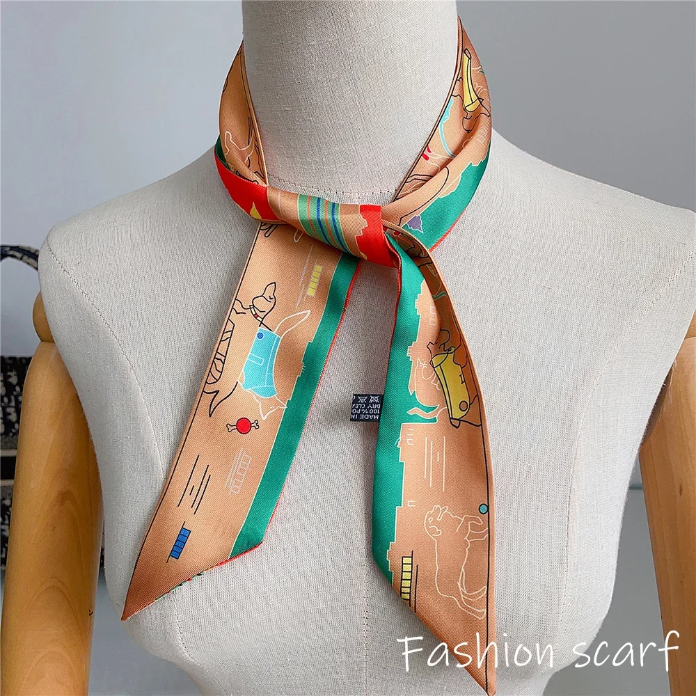 موضة جديدة للمرأة تنوعا رائجة البيع اليقطين النقل ملزمة حقيبة الشريط رباط شعر شريط مزخرف وشاح صغير وشاح حريري #3