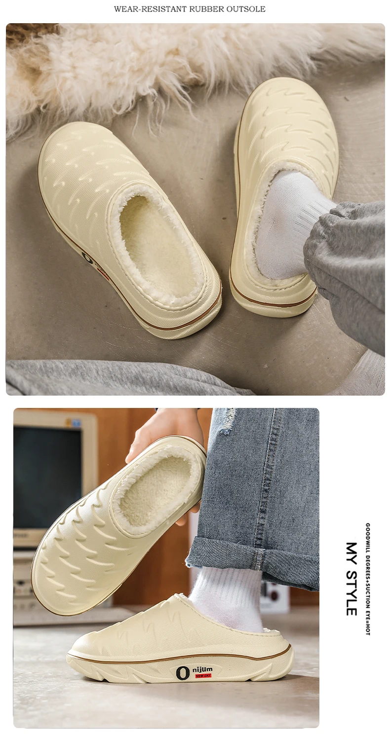 Herren- und Damen-Baumwollhausschuhe für Herbst und Winter, Geeignet für Innen- und Außenbereich, mit Zusatzfleece, Verdickt für W – Detail 6