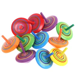 Giroscopio de madera de 10 colores para niños, juguete de regalo para invitados de cumpleaños, recuerdos de fiesta de Baby Shower, regalo de Juego de dedos, piñata, bolsa de regalo de relleno, 10 piezas