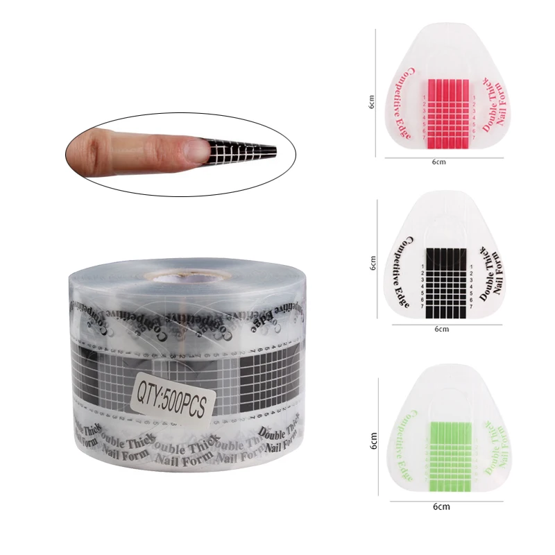 Finger Angel 100PCS PVC Nail Forms Nail Art French Plastic Guide Transparent Horseshoe Chablon Nails Extension Manicure Tool