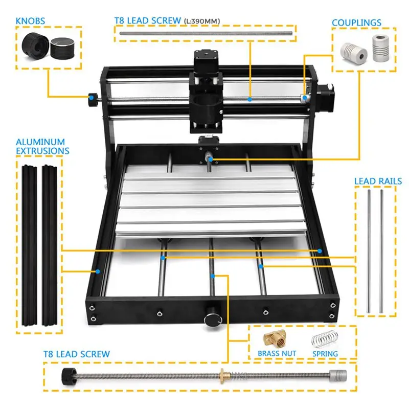 DT15 4x CNC 3018 Pro Upgrade Kit, Extension Kit for 3018 to 3040, Y-axis 450mm X-axis T8 Lead Screw for 3018 Pro Engraving view 4