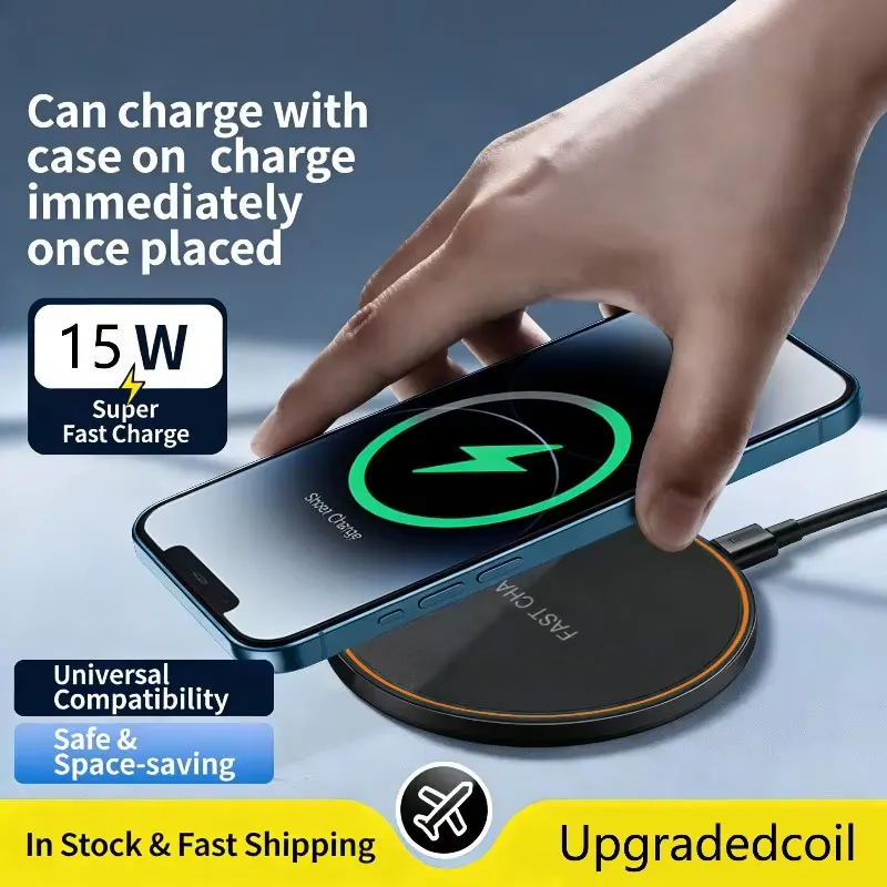 15W Fast Wireless Charging Pad Upgraded Coil Case Compatibil