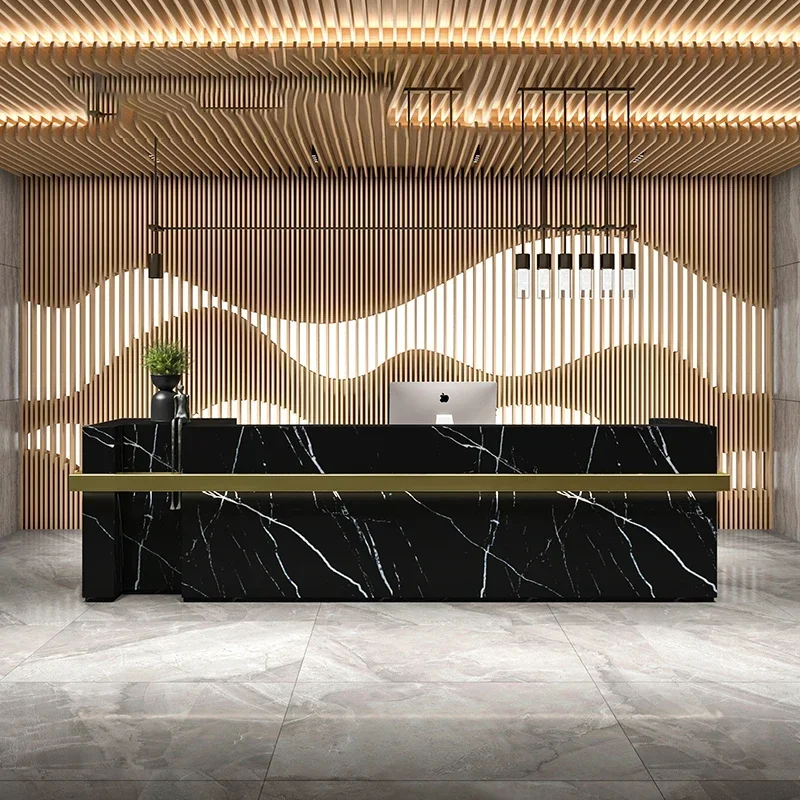 Standing Help Bar Counter Artificial Stone Cashier Reception Desk Hotel Service Desk Empfangstheke Beauty Salon Furniture
