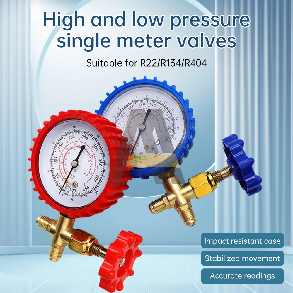 220PSI 500PSI Professional Air Conditioning Refrigerant Recharge Pressure Gauge Manometer High And Low Pressure Gauge Valve