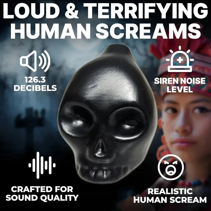 Authentic Aztec Death Whistle, 125dB Spooky Ancient Warrior Thunder Echo Whistle, Decompression Sound Toy
