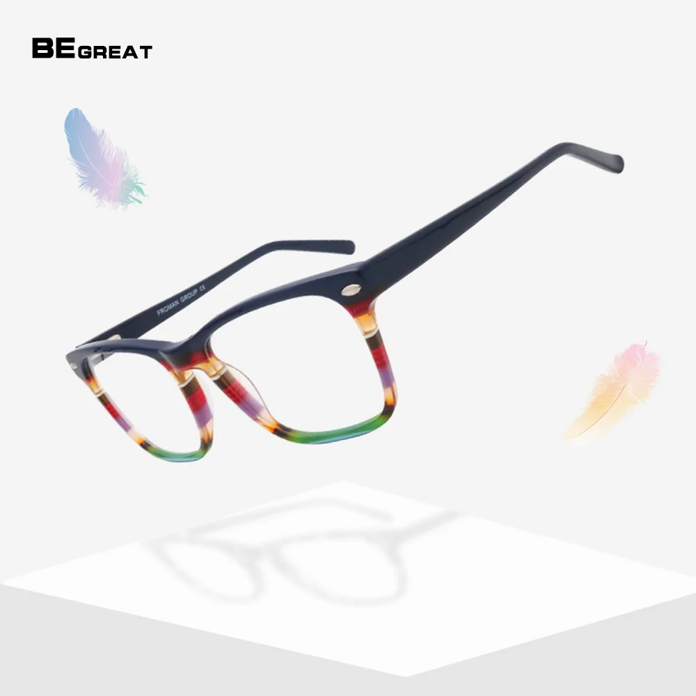 BEGREAT Fashion Acetate Optical Glasses For Women Men Gradient Frame Vintage Computer Eyewear Prescription Spectacles Custom