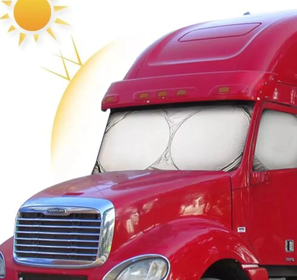 Windshield Sun Shade for Semi Truck Windshield | Large Coverage Foldable Front Window Sunshade | Heavy Duty UV & Heat Reflective Sun Visor