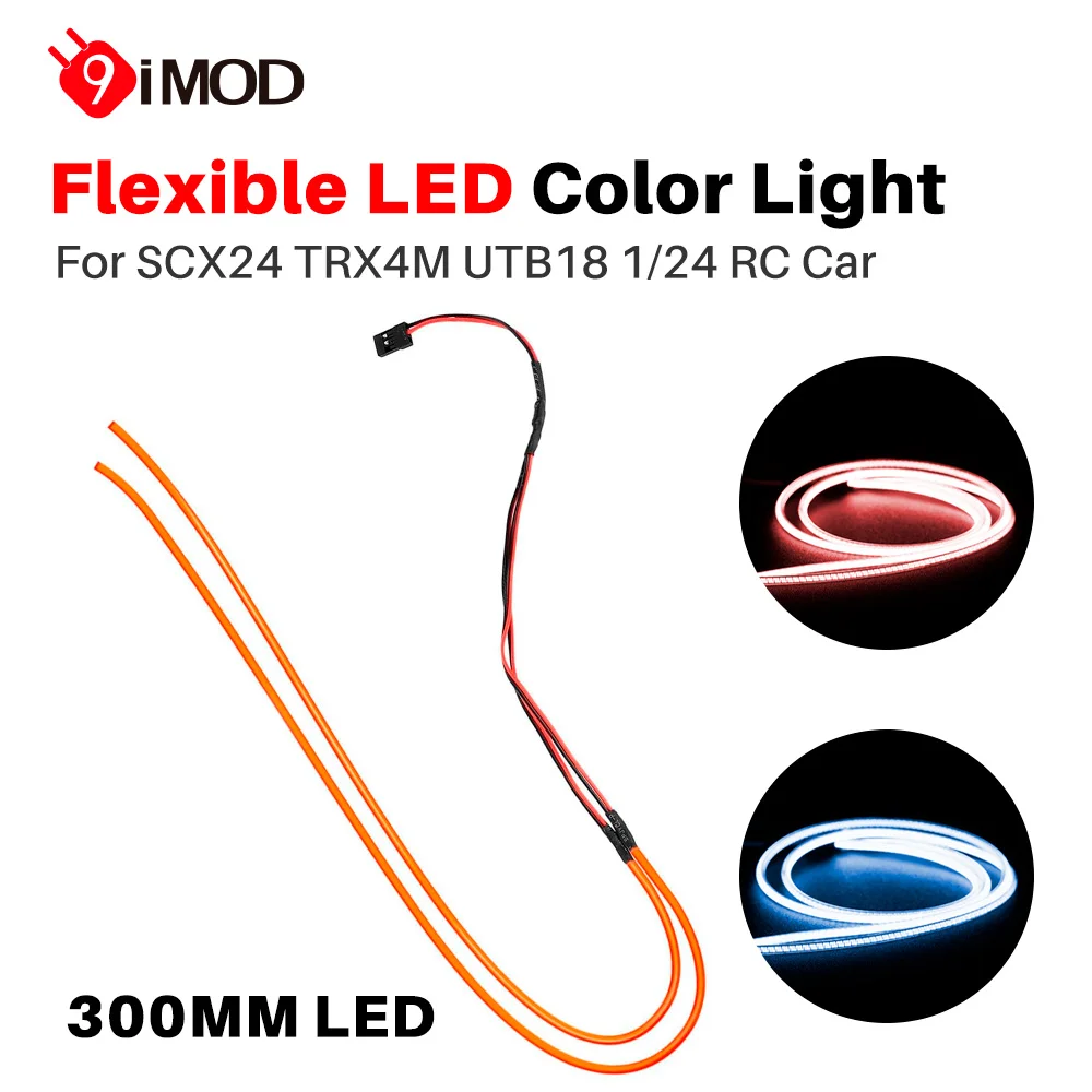 9IMOD 300MM LED Color Light Strips Flexible Cutable LED Color Lamp Lamp Control Switch For SCX24 TRX4M UTB18 1/24 RC Car