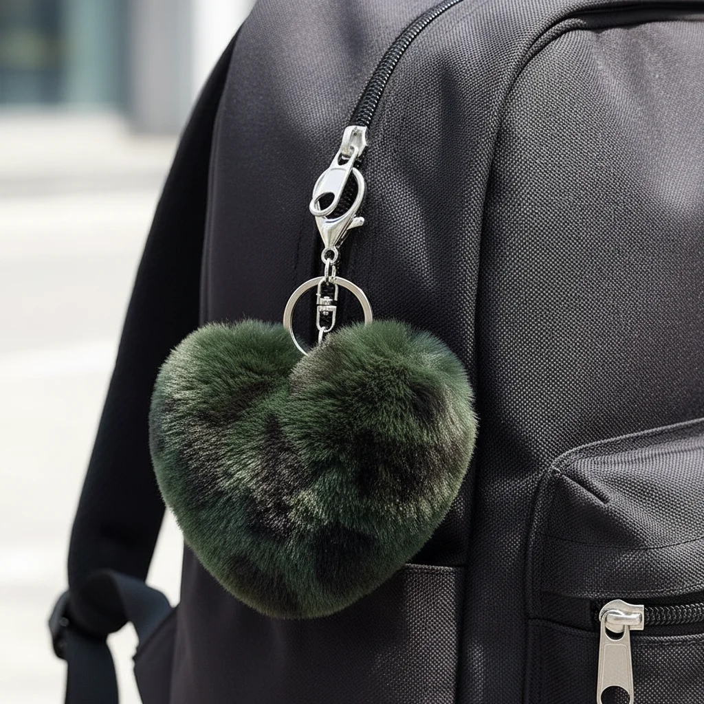 Car Bags Pendant Leopard  Faux Rabbit Fur Round Ball Key Ring  Keychain Key Chains Fur Ball