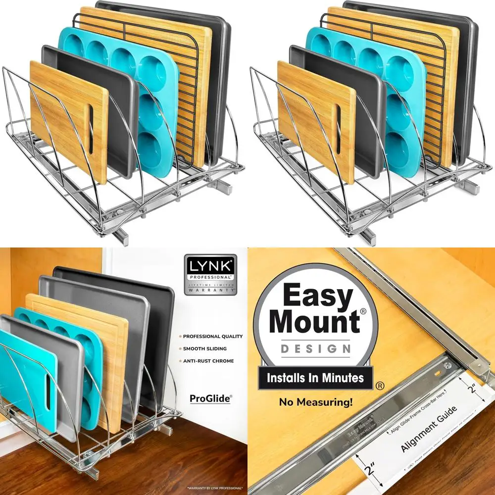 

Pull-Out Kitchen Organizer for Cutting Boards, Pans, and Cookie Sheets - 14 x 21 Deep, Chrome