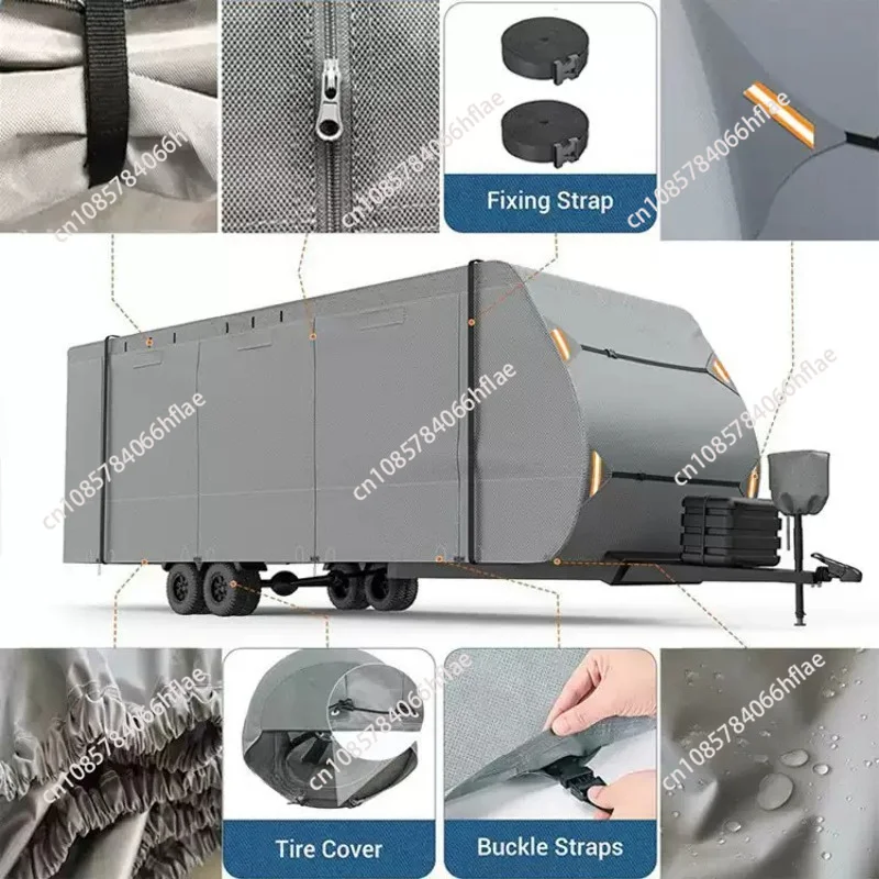 420D Oxford Cloth Waterproof RV Cover, Sun‑resistant Protective Shell for Hardtop Convertible Travel Trailer